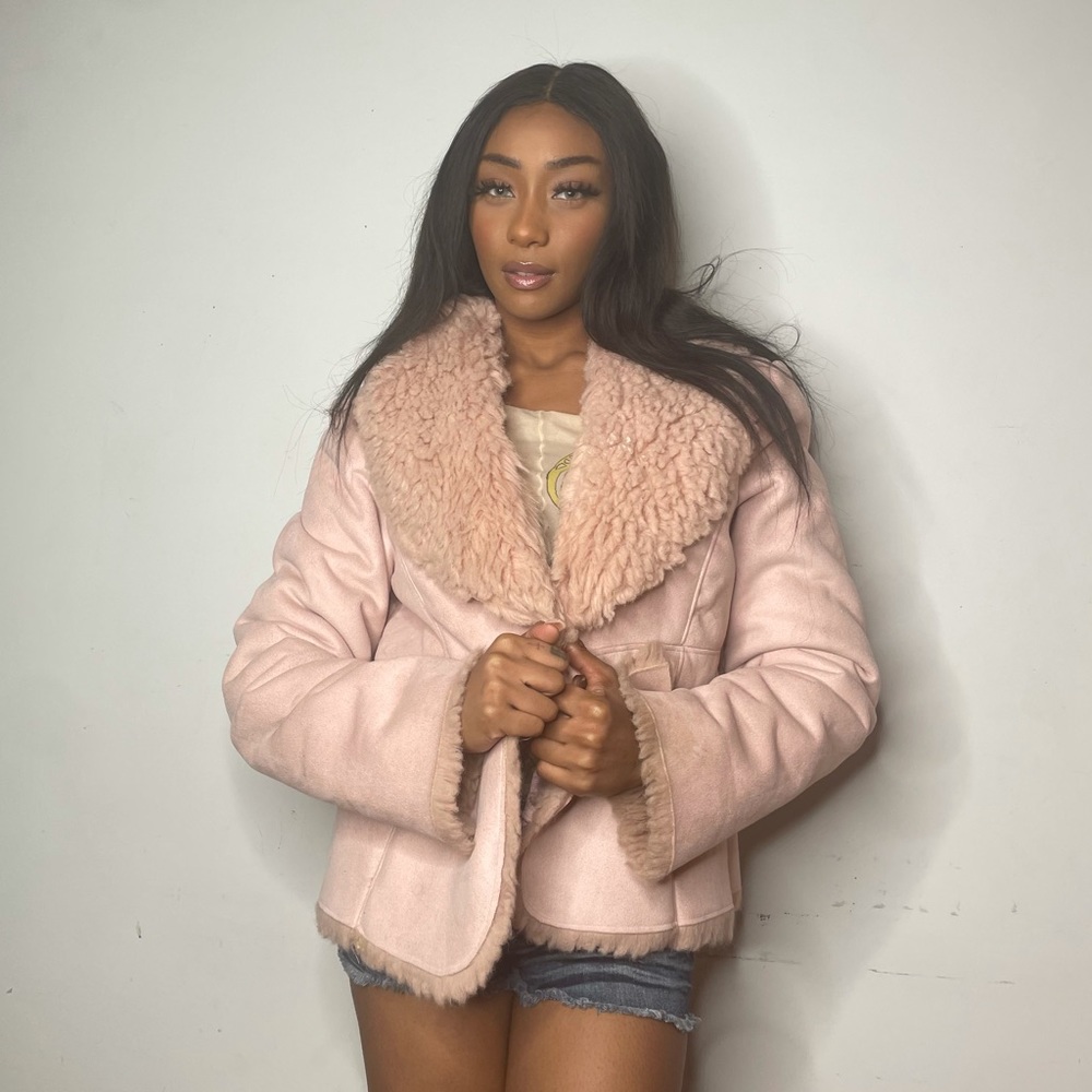 Vintage ESPIRIT Pink Faux Fur Coat